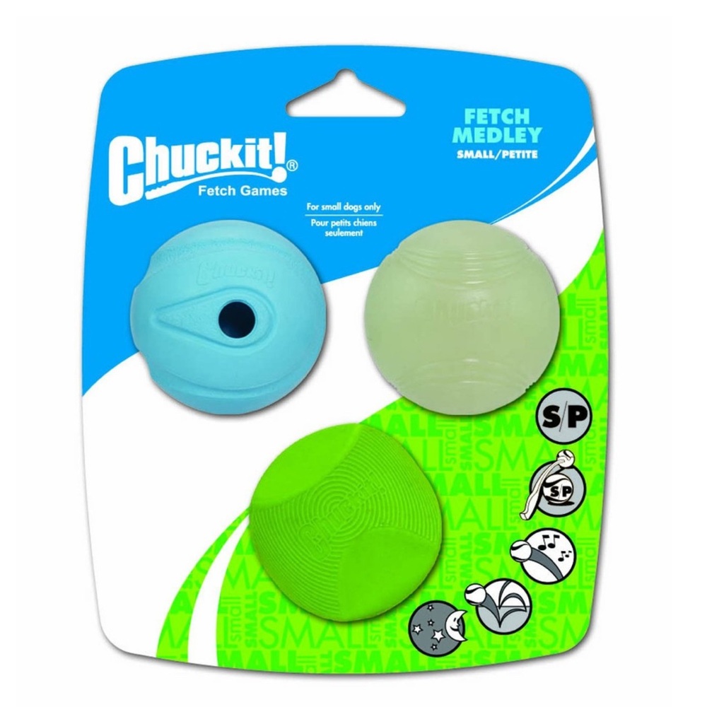 Dog Toys: 3 ChuckIt Fetch Medley Bounce Balls, Small